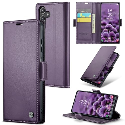 Idhiem Portefeuille Rabat Coque pour Samsung Galaxy A55 5G, Violet | Housse Premium en Cuir PU, RFID Protection, Portefeuille Rabat Case, Porte Cartes et Fonction Support Étui