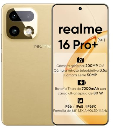 realme 16 Pro+ 5G Handy Smartphone,12+512GB,6,8 Curved AMOLED 144Hz Display,200MP OIS Kamera,50MP Porträtobjektiv,Snapdragon 7 Gen 4,7000mAh Akku,80W Schnellladen,IP69