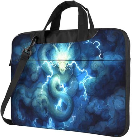 Lightning Dragon Light Laptop Bag - Shockproof Laptop handbag for Business Trips Work Office and University, Black, 15.6 inch