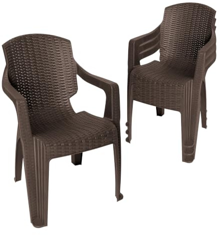Garronda 4 STK. Gartenstühle stapelbar Rattan-Optik GD-0254 Braun | Outdoor Sessel, Gartensessel, Balkonmöbel, Gartenmöbel Set, UV-beständig, wetterfest, pflegeleicht, für Balkon und Terrasse