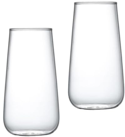 KICHOUSE Lot de 2 Tasses en Verre Multifonction 500ml Grosse Capacité pour Boire Boissons et Eau, Gobelets D'eau Délicats Idéals Maison Famille