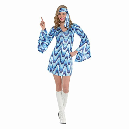 amscan 847828-55 Adults New Disco Lady Fancy Dress 60s 70s Costume (UK Dress 14-16)