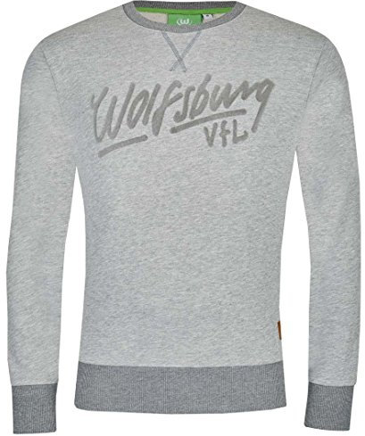 VfL Wolfsburg Pullover Handschrift mit Flockdruck grau meliert (Größe S - 4XL) (S)