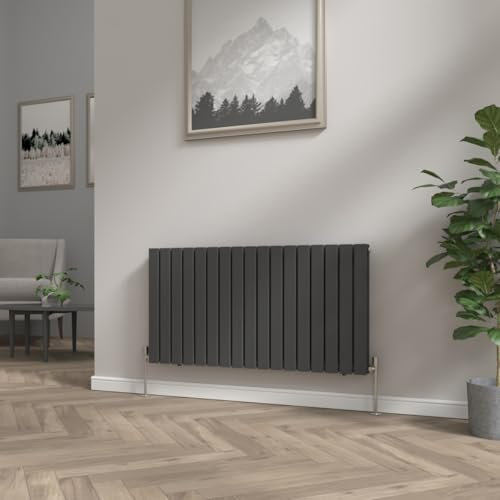 NRG 600x1156 mm Black Column Designer Radiator Horizontal Double Flat Panel