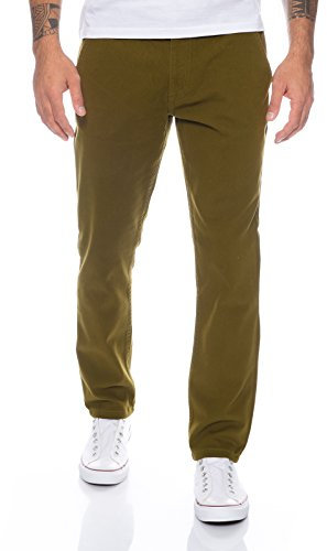 Rock Creek Herren Designer Chino Hose Regular Slim Chinohose RC-390 Olive W30 L34