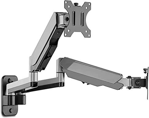AVLT Dual 13-32 Monitor Wall Mount fits Two Flat/Curved Computer Monitor Full Motion Height Swivel Tilt Rotation Adjustable Monitor Arm - VESA/Cable Management