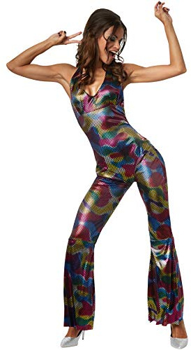 dressforfun 900468 - Damenkostüm Disco Girl, Overall mit Neckholderoberteil und ausgestellten Beinen (M | Nr. 302141)