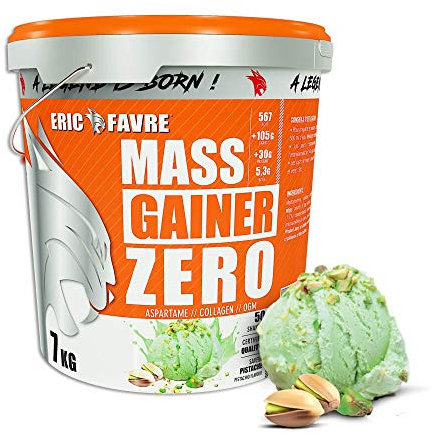 MASS GAINER ZERO +71% Glucides Bi-Sources, 22% Protéines, Prise de Masse Rapide, Gain de poids et Masse Musculaire - 7kg - Saveur Pistache - Eric Favre