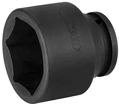 Jetech Douille à choc standard de 55 mm, fabriquée en alliage d'acier au chrome molybdène, traité thermiquement, design à 6 points, métrique