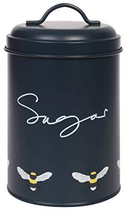 Sophie Allport - Bees Sugar Canister, Storage Tin, Galvanised Steel, 15cm High, Navy Blue, Kitchen Accessories