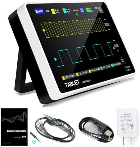 YEAPOOK ADS1013D Oscilloscope numérique portable pour tablette avec 2 canaux, bande passante 100 MHz, taux d'échantillonnage 1 GSa/s écran tactile TFT LCD 18 cm (ADS1013D Plus)