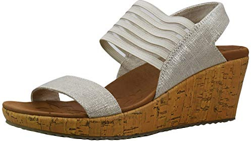 Skechers Cali Damen Beverlee Smitt Kitten Keilabsatz Sandale, Natürlich, 38 EU