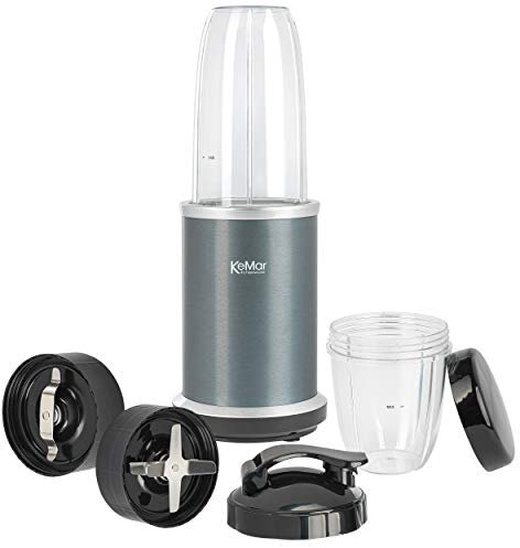 KeMar Standmixer (1000W, Anthrazit) Smoothiemaker, inkl. 2go Bechermit Sporttrinkdeckel, & 2 Klingen, 50ml Grinder -eloxierte Oberfläche - Mixer ice crush Funktion - cremige Smoothies & Milkshakes
