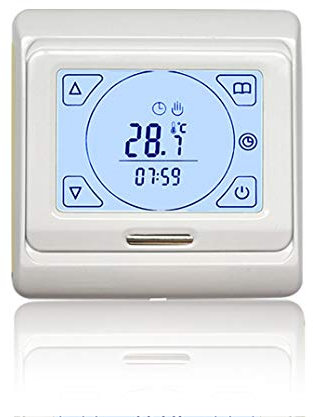 Thermostat E91 avec écran tactile LCD - Thermostat d'ambiance numérique programmable avec capteur de température interne et capteur de sol - Contrôle de chauffage pour chauffage au sol - 16A