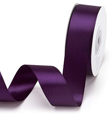 IHKFILAN Satinband, in Plum(25 mm x 22.86 m), matt glänzendes Geschenkband, edles Schleifenband zum Dekorieren & Basteln, zum Einpacken besonderer Geschenke, für Hochzeiten, Taufen, uvm