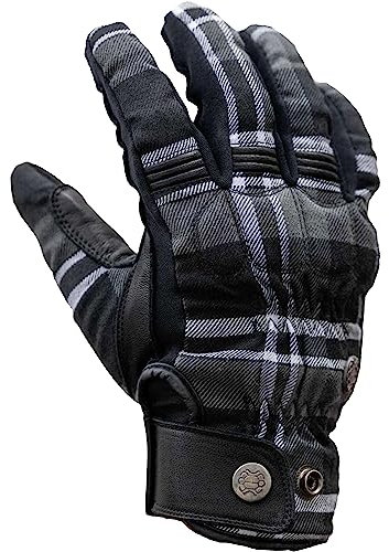 Mycl Turell Motorradhandschuhe Cross Stitch - Motorrad Handschuhe Herr - Echtleder Handinnenfläche - Handschuhe Herren Motorrad Touring - Handrücken mit Genuine Dupont™ Kevlar® Fiber (Blackwood, M)