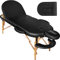 tectake® Mobile Massageliege, ovale Massage Liege mit 3 Zonen klappbar, höhenverstellbar, extra Dicke Polsterung, Vinylbezug, mit Kopf- und Armstützen, Zubehör Transporttasche - schwarz