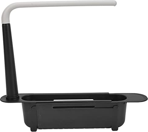 Teleskop Spülregal, Spülbecken Organizer Einstellbar Kapazität PP Spülen Organizer mit Tablett Erweiterbarer Abflusskorbhalter für Küchenspüle 5 Farben Zur Auswahl 12,6-17,7 Zoll(Schwarz)