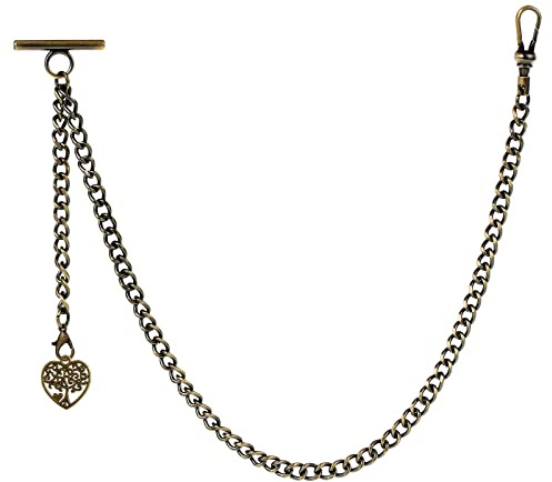 ZTA Herren Albert Kette Bronze Taschenuhr Kette Weste Kette mit Anhänger für Männer Liebe Lebensbaum T BAR FOB Charme