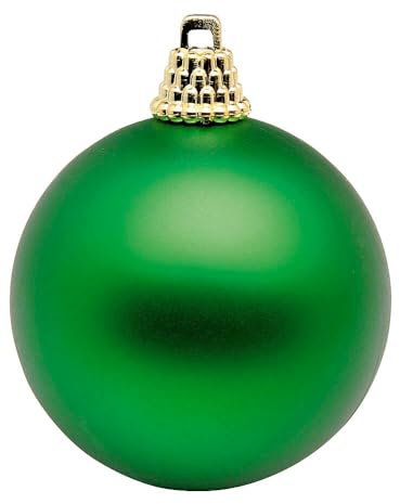 Deco Woerner Matte, grüne Weihnachtskugeln aus Plastik, 10 cm Ø - 6 Stück