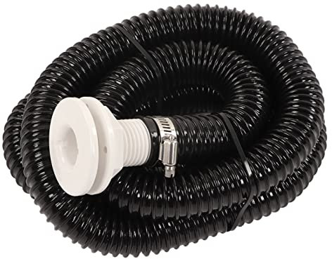 Bediffer Bilge Pump Hose Plumbing Kit, Thru Hull Fitting 5ft PVC Hose 1‑1/8in Dia 2pcs Clamp Heavy Duty for Boat