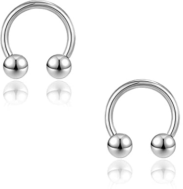 PunkTracker 2Pcs Septum Ringe Nippel Ringe 316L Chirurgenstahl Hufeisen kreisförmige Piercing Barbell 00G 0G 2G 4G 6G 8G 10G 12G 14G 16G Ohr Gauge Piercing Septum Schmuck