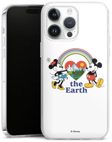 DeinDesign Custodia di Silicone Compatibile con Apple iPhone 14 PRO Max Custodia Trasparente Cover per Smartphone Trasparente Topolino e Minnie Terra Amore