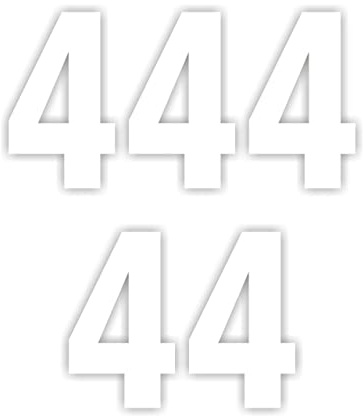 ZARB 5PCS (4) Number White Wheelie Bin Stickers, 7 Inches, Vinyl, Water Resistant, Solid, Reusable, Outdoor, Bin Sticker