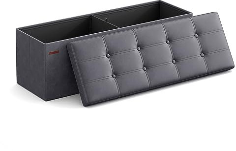 SONGMICS LSF070G01 Sitztruhe, Sitzbank, Holzwerkstoff, Dunkelgrau, 110 x 38 x 38 cm