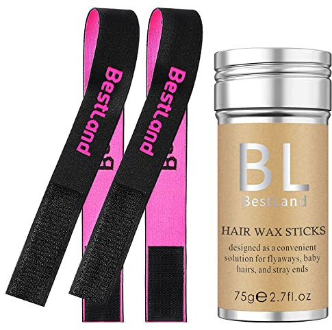 Hair Wax Stick with 2 Pcs Lace Melting Band, Elastic Wig Bands For Keeping Wigs In Place, Wax Stick for Hair Edge Frizz Control Hair Finishing Slick Styling Kit (Set A)