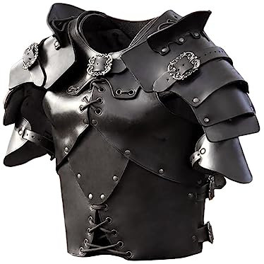 F Fityle Brustpanzer, Schulterpanzer, Körperpanzer, PU-, Krieger-Brustpanzer, Steampunk-Retro-Stil, Vintage-Cosplay-Zubehör, mittelalterlicher Brustpanzer, Schwarz