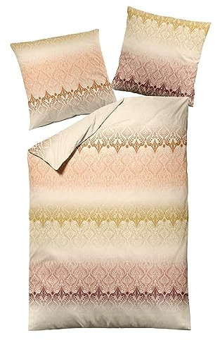 Dormisette Feinbiber Bettwäsche Ronneby beige 1 Bettbezug 155 x 220 cm + 1 Kissenbezug 80 x 80 cm