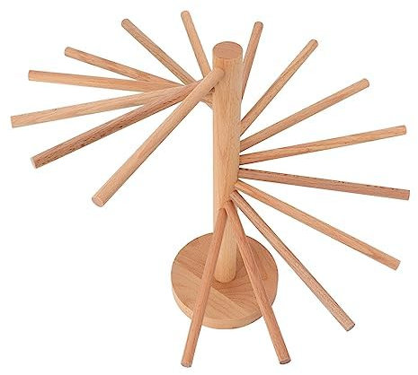 Delaman Wooden Pasta Drying Rack Good Stability Easy To Assemble, Wooden Pasta Drying Stand 18 Bars Wooden Spaghetti Stand Pasta Dryer Pasta Noodle Making Rack For Kitchen