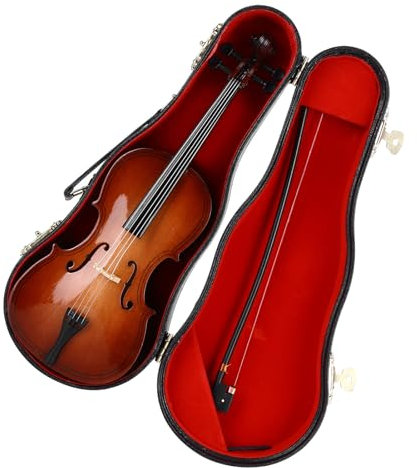 Ornamente für Musikinstrumente Mini-Cello-Modell, Miniatur-Cello Mit Ständer, Exquisites Und Zartes Bass-Musikinstrument Zur Dekoration