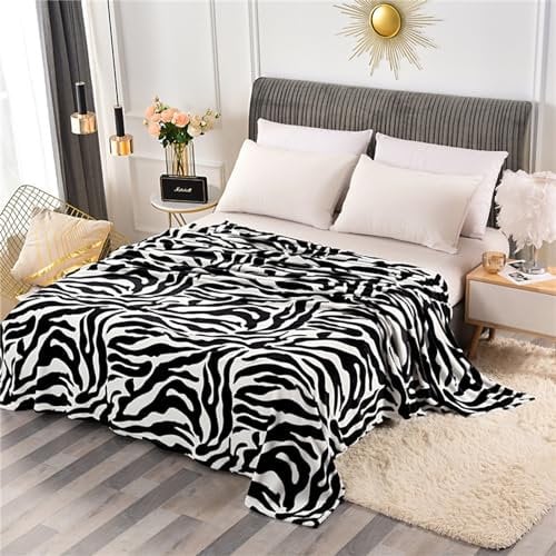 Highdi Blankets and Throws for Sofa Beds, Soft Warm Fluffy Cozy Fleece Throw Blanket for Kids Adults Bedroom Couch Travel (200x230CM,Zebra Print)