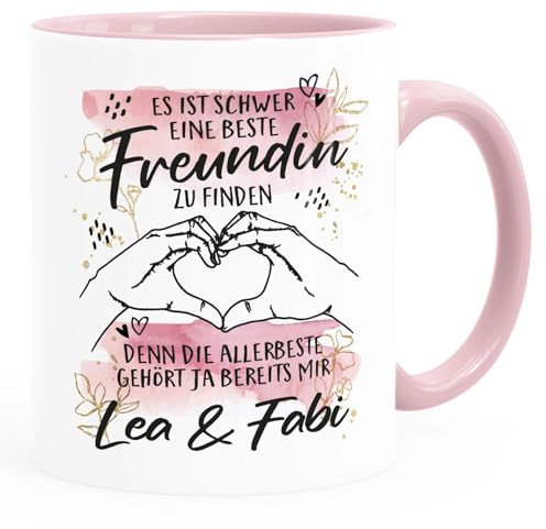 SpecialMe® Kaffee-Tasse Beste Freundin personalisiert mit Namen persönliche Geschenke BFF weiss-innen-rosa standard