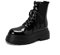 LeaHy Stringati in Stivaletti da Donna Punk gotico plateau con zeppa Stivali Pelle verniciata Elastico laterale Biker Militare Anfibi Combat stivali,Black patent leather,36 EU