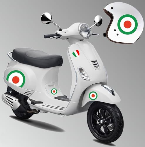 Kit grafica 10 adesivi completi bandiera italia tricolore coccarda compatibile con PIAGGIO VESPA GTV GTS P150 primavera sprint cod.2126