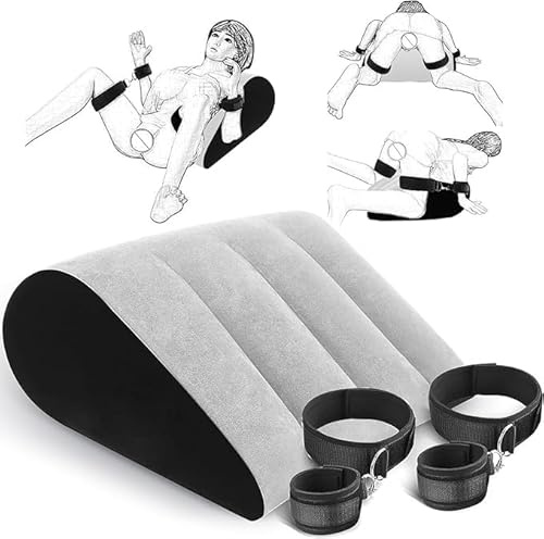 Sex Kissen und Handschellen Lendenkissen Sexspielzeug mit Loch für Paare, Sex Frauen G Spot Position Kissen Aufblasbares Kissen Sex, Humor Spiel Paar Schlafzimmer Geschenk für Paar Erwachsene