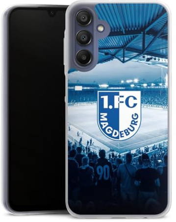 Slim Case kompatibel mit Samsung Galaxy A15 Silikon Handyhülle transparent Hülle extra dünn 1. FC Magdeburg Stadion 1. FCM