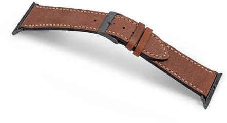 MANUFAKTURWERK Bracciale HOHELUFT | compatibile con Apple Watch 1-9, SE | pelle | per uomo e donna | sport | marrone, Acciaio inossidabile grafite, M (Standard). 42 mm / 44 mm / 45 mm