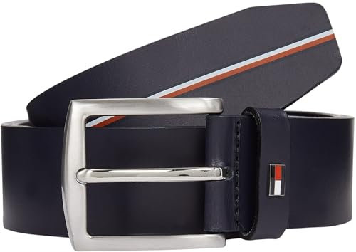 Tommy Hilfiger Herren Gürtel Denton 3,5 cm Ledergürtel, Blau (Space Blue), 140 cm