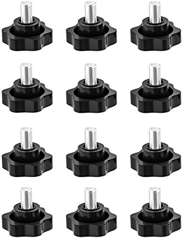 WUDQIJI Sternschraube Rändelschraube 12 Stück Klemmknopf Griff Sterngriff Schrauben Sternkopfschraube Sternform Kopf Klemmmutter Rändel Sterngriff Schraube Sterngriffmutter (M4*12mm)
