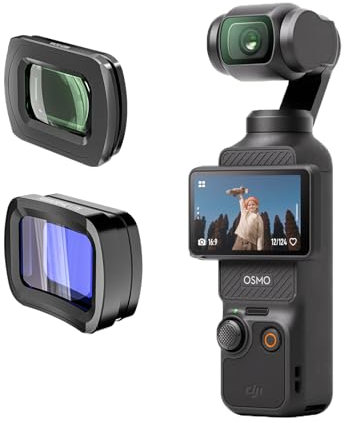 Skyreat Osmo Pocket 3 Macro & 1.17X Anamorphic Lens, Widescreen Cinematic Blue Flare and Macro Lenses for Close Ups Magnetic Filter Kit for DJI Osmo Pocket 3 Camera Accessories