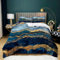 Bettwäsche 135x200 cm Blau Gold Bettwäsche Set Marmor Bettbezug Marmoriert Deckenbezug Microfaser Bettbezüge Flauschige Bettdecke Cover Einzelbett mit Kissenbezug 80x80 cm