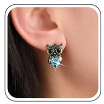 Allereya Boho Sapphire Eul Ohrringe Blau Kristalleulen Bolzen Ohrringe Gold Vogel Ohrring Vogel CZ Ohrringschmuck für Frauen