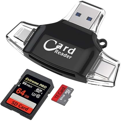 Universal SD TF Kartenleser, High Speed Kartenlesegerät, SD Kartenleser Adapter, Speicherkartenleser, Micro SD Card Reader, Adapter für Typ C/IOS, Plug and Play