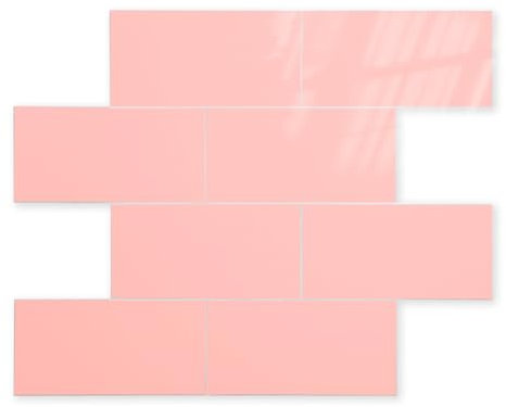 OYASIM 10-Sheet Thicker PVC Stick on Tiles for Kitchen, Pink Peel and Stick 3D Splashbacks, Self Adhesive Wall Tiles Stickers for Bathroom Decor (30cmx30cm)