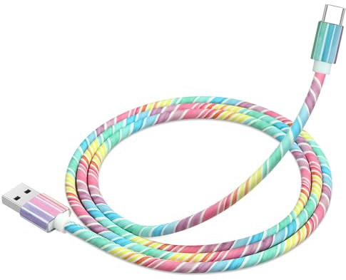 VOFOLEN USB A-C Ladekabel[1.2m]Ladekabel USB C Schnellladekabel Mehrfarbige Farben mit Geflochtenen Nähten für iPhone 15 Pro,Samsung Galaxy S24 A54 Pixel 7 iPad Air 5 Mini MacBook Air Tablets usw Bunt