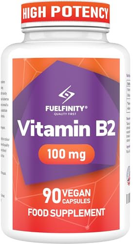 FuelFinity® - Premium Vitamin B2 Riboflavin 100mg per Capsule - 90 Days Supply - Highest Manufacturing Standards - no additives - Vegan